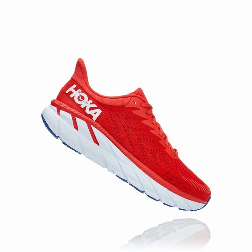 Hoka One One CLIFTON 7 Road Running Shoes For Men India Red IN-8793